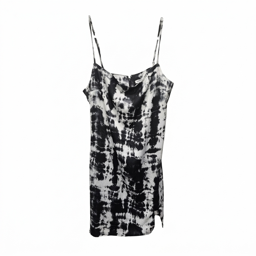 Garage Black & White Tie Dye Satin Mini Slip Dress